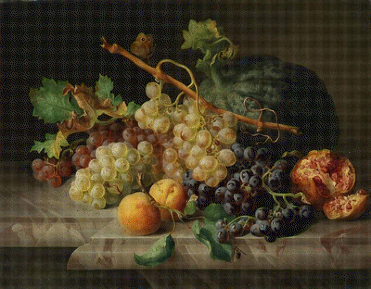 натюрморт - виноград, овощи и фрукты, натюрморт, урожай, осень - предпросмотр