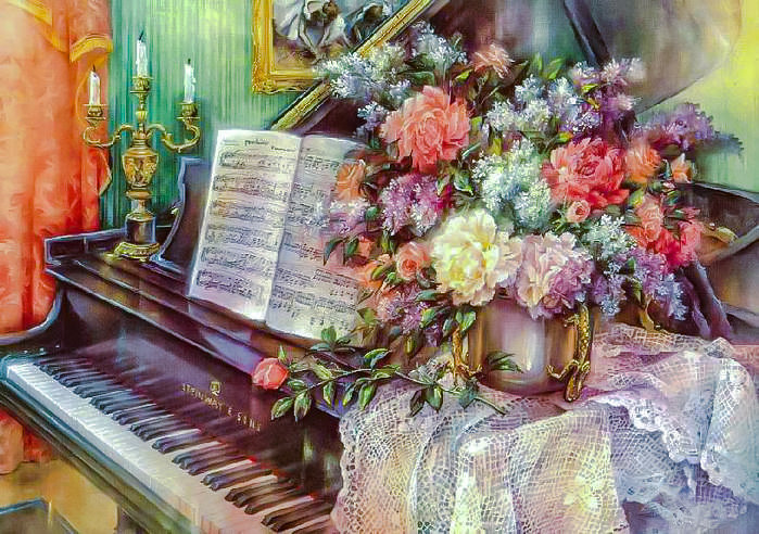 Piano Sonata. - lena liu painter.flowers and gardens.music. - оригинал