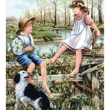 Оригинал схемы вышивки «Деревенское детство.» (№2007439)