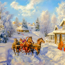 Схема вышивки «The Troika Running in the Snow.»