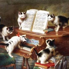 Схема вышивки «котята на рояле»