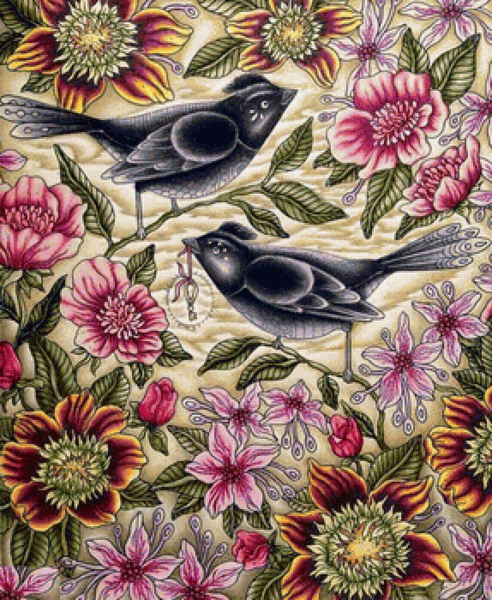 №2008080 - цветы, птицы - предпросмотр