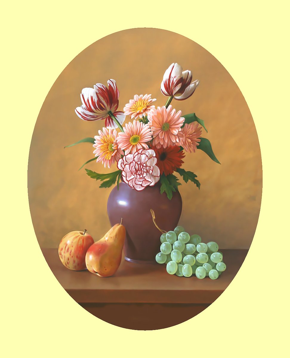 Букет. - букет, цветы, ваза, живопись - оригинал