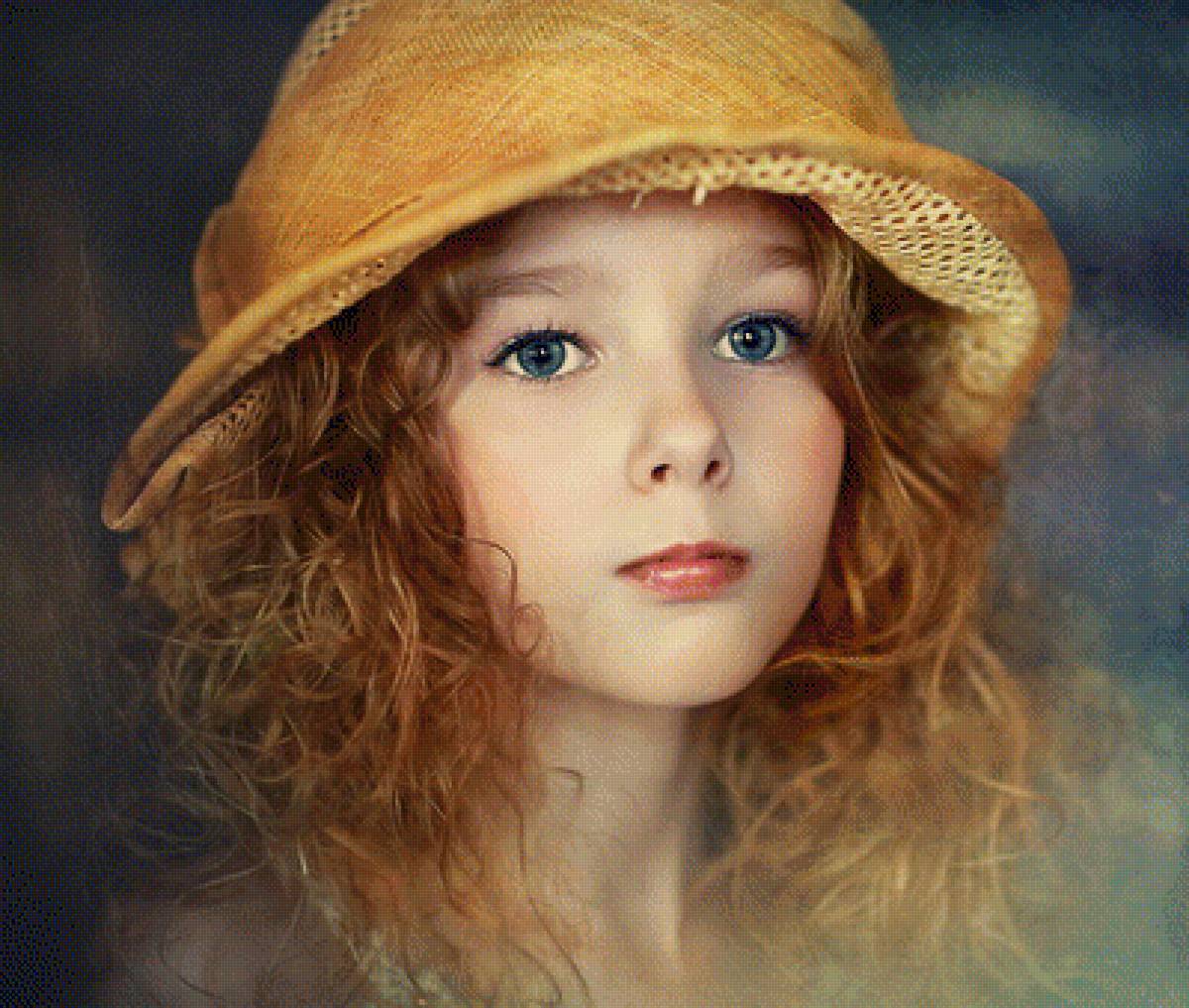 Девочка - голубоглазка, девочка, шляпа - предпросмотр