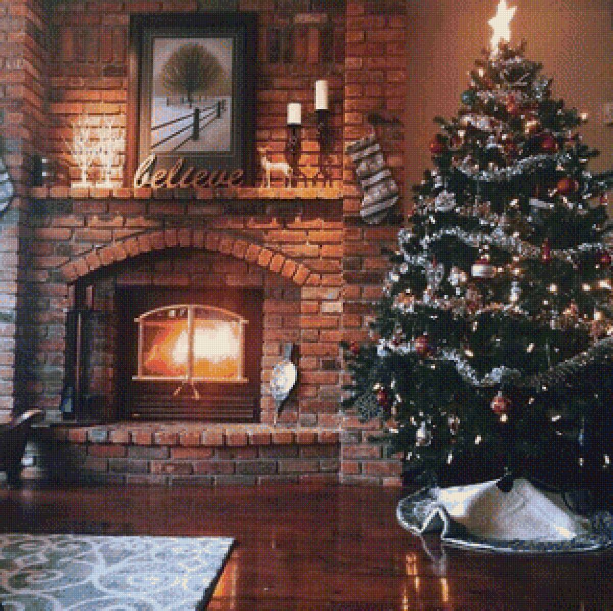 рождество - камин елка - предпросмотр