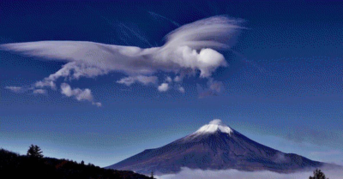 Ангел над вулканом - облака, вулкан, япония, гора, фудзияма - предпросмотр