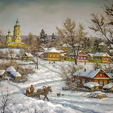 Схема вышивки «Winter in the Village.»