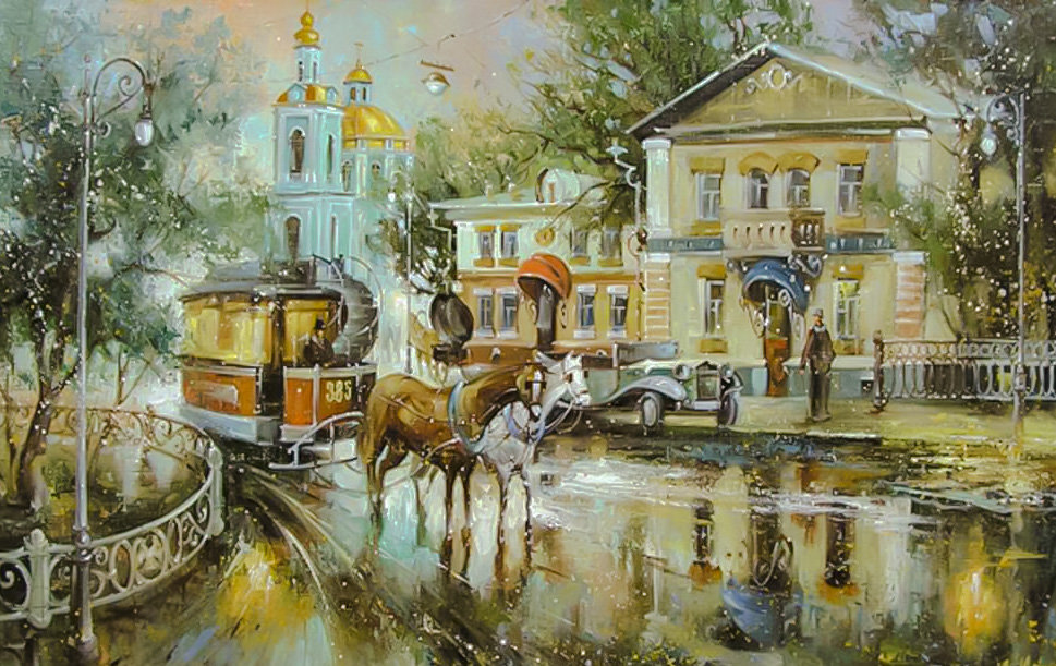 Moscow First Trams. - sergey boev paintings.scenarys.people.animals. - оригинал