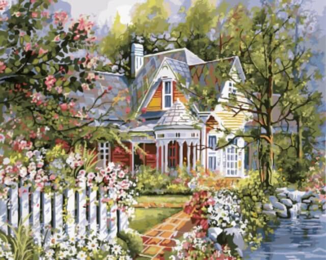 Райский сад - деревня, лето, домик, дом, сад, усадьба, яблоня - оригинал