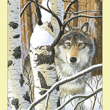 Оригинал схемы вышивки «Волк в зимнем лесу.» (№2010153)