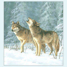Оригинал схемы вышивки «Волки в зимнем лесу.» (№2010161)