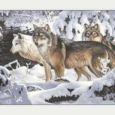 Схема вышивки «Волки в зимнем лесу.»