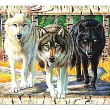 Схема вышивки «Три волка.»