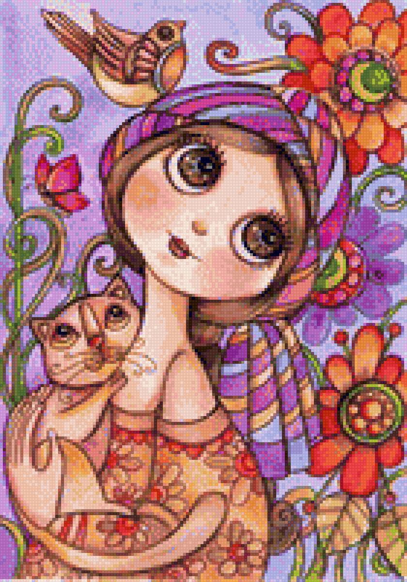 niña con gatito - предпросмотр