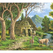 Схема вышивки «Лесной домик.»