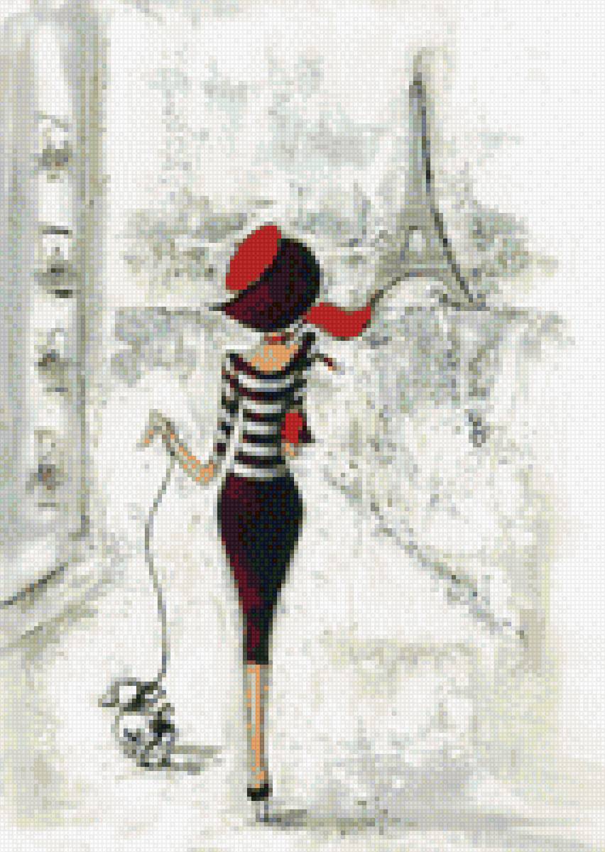 Парижанка - дама с собачкой, парижанка, париж - предпросмотр