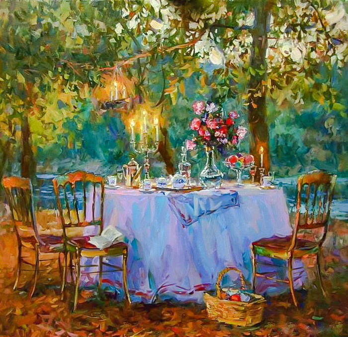 Romantic Dinner. - scenarys.flowers and gardens. - оригинал