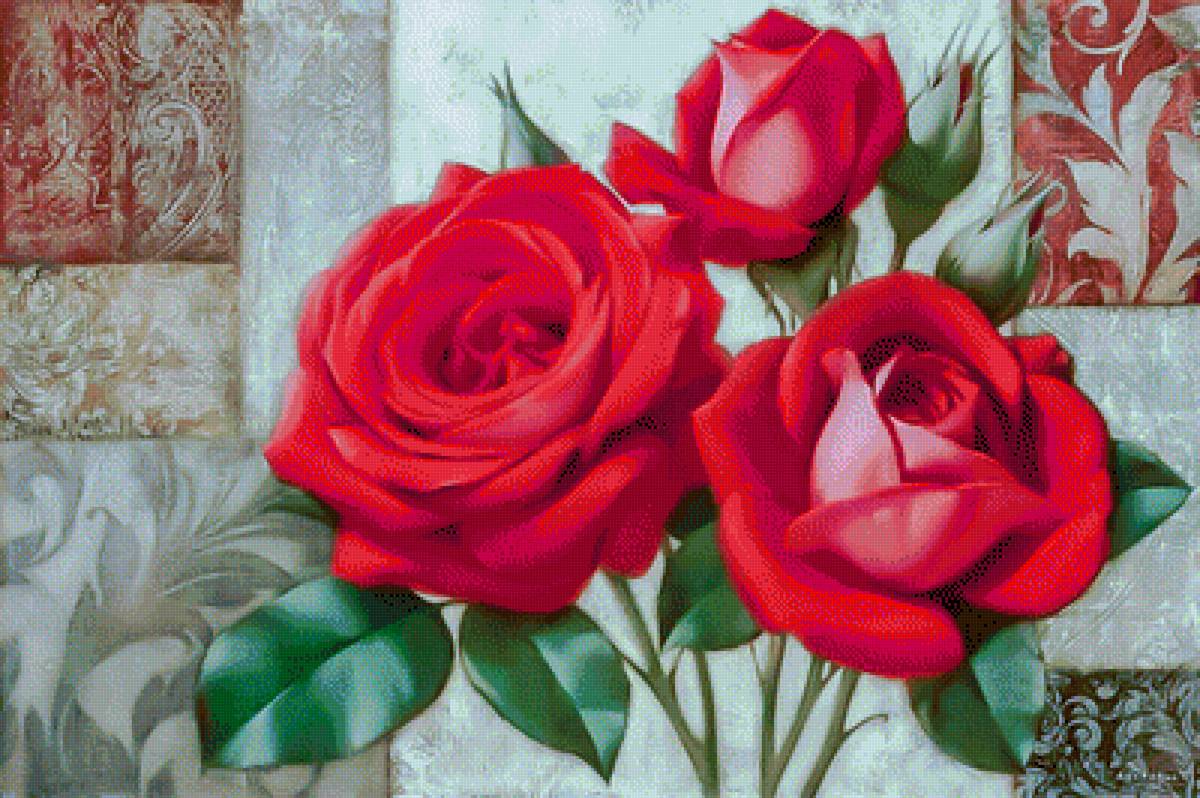 Three Red Roses. - igor levashov pantings.flowers and gardens. - предпросмотр