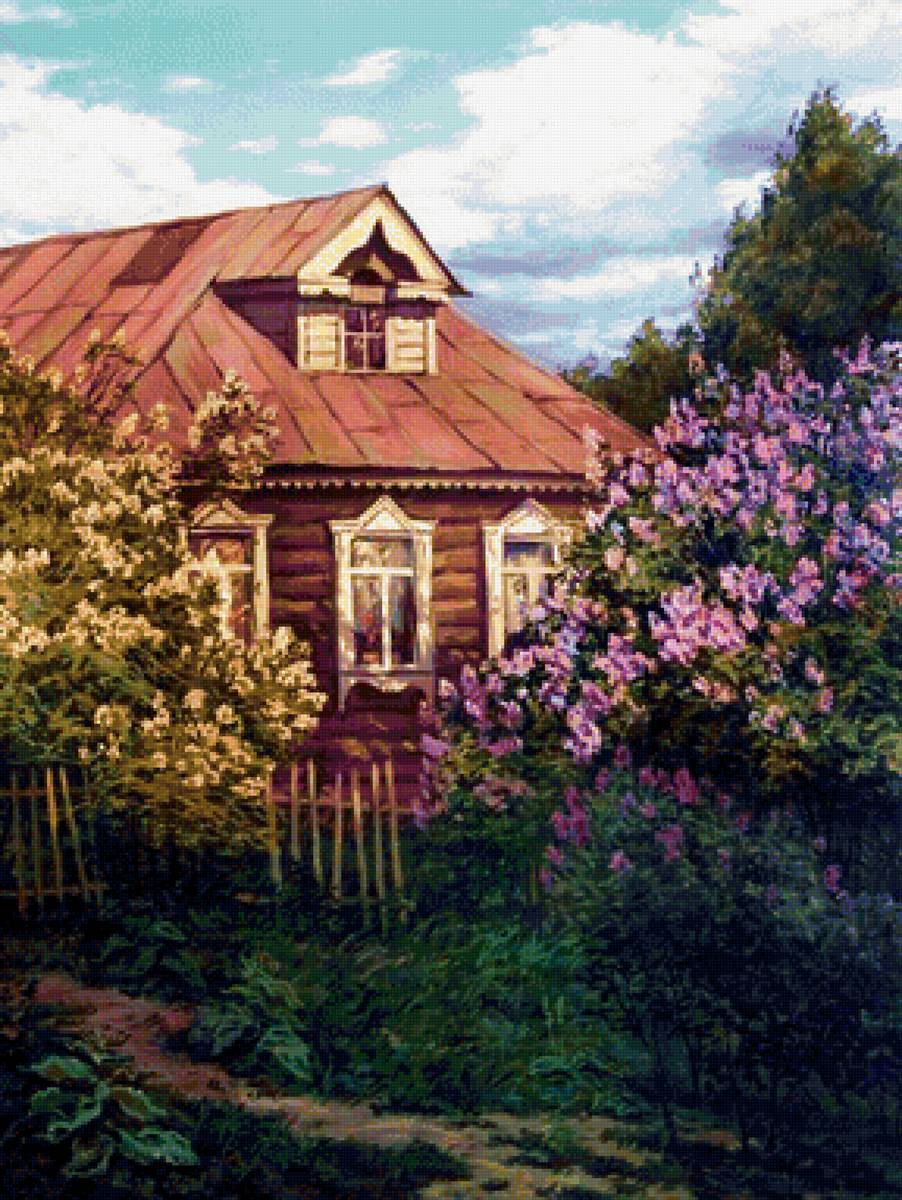 в деревне - сирень, деревня - предпросмотр