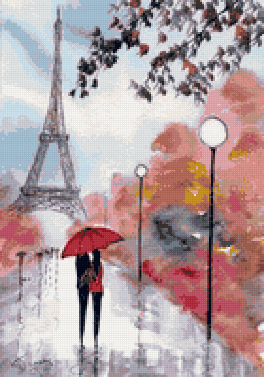 Париж - париж, акварель, любовь, пара - предпросмотр