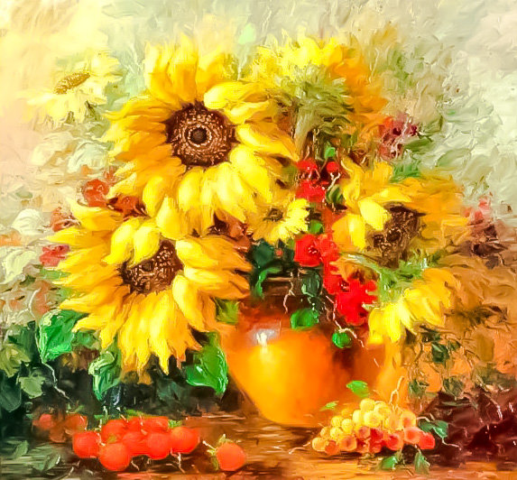 Vase of Sunflowers. - flowers and gardens. - оригинал