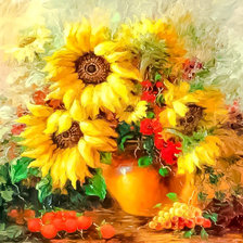 Оригинал схемы вышивки «Vase of Sunflowers.» (№2013964)