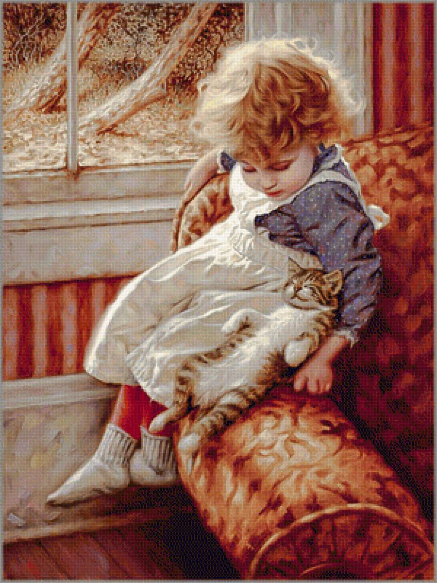 Contentment. - jim daly paintings.children.animals. - предпросмотр