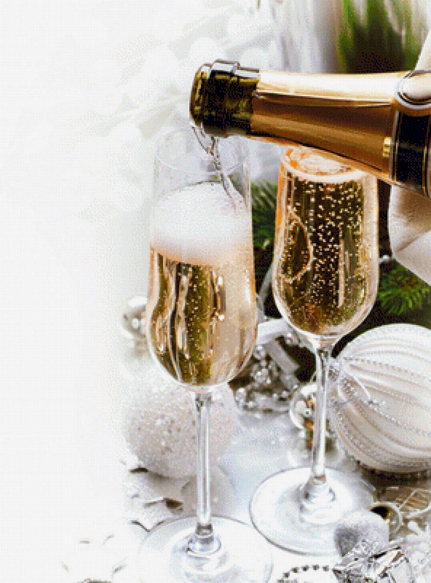Новый год и шампанское - новый год, натюрморт, шампанское - предпросмотр