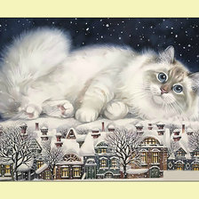 Оригинал схемы вышивки «Зимний котик.» (№2015173)