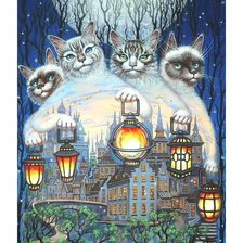 Оригинал схемы вышивки «Ночные коты.» (№2015354)