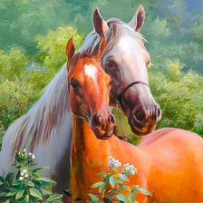 Схема вышивки «Mother and Foal.»