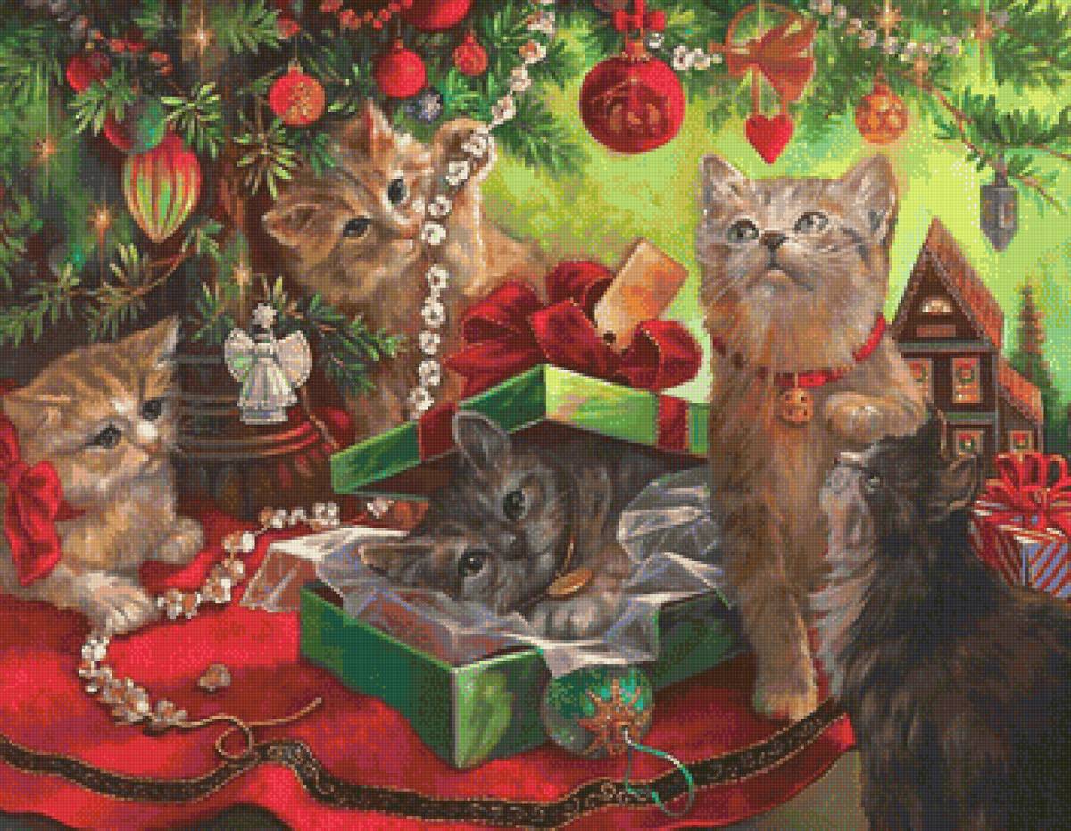 подарки - игрушки, елка, котята - предпросмотр