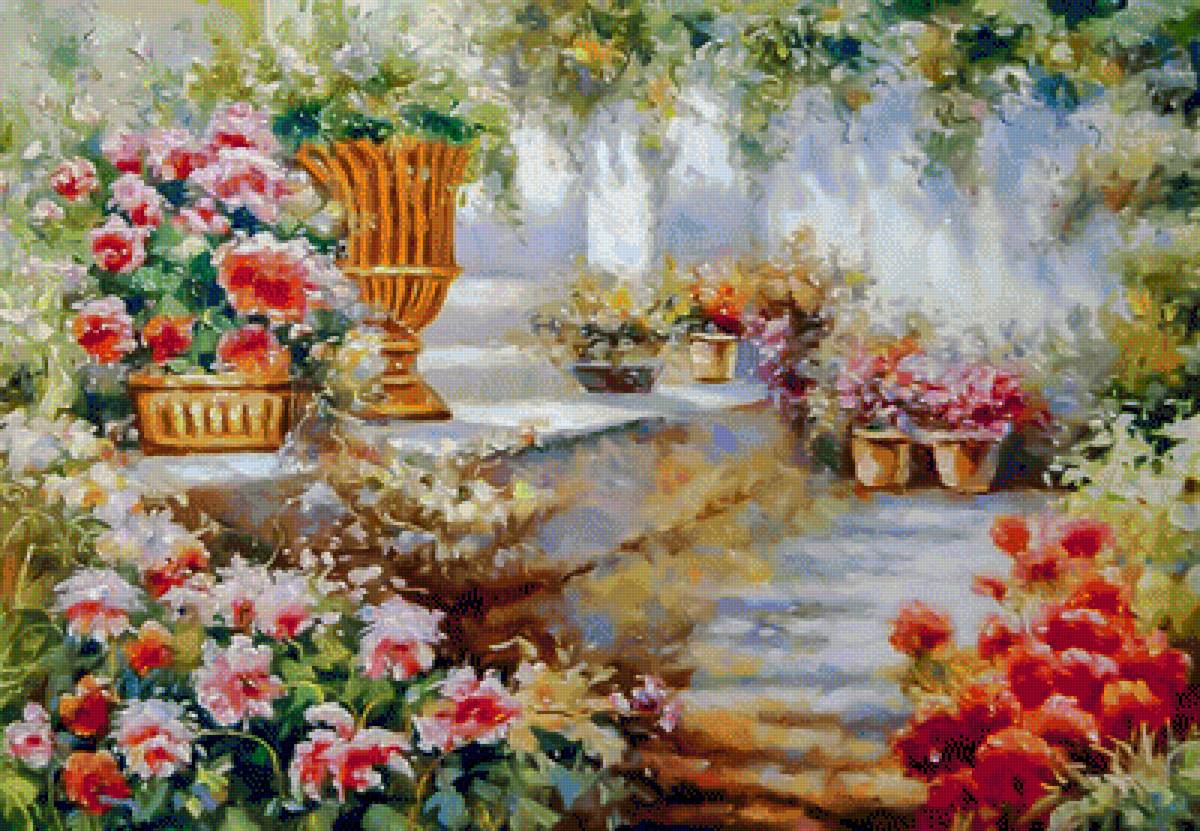 Garden painting. Картины масло Руслан Смородинов. Художник Бруно Тина Августо цветы. Картина терраса Смородинов. Райский сад картина Бруно.