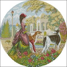 Схема вышивки «дама с собаками»