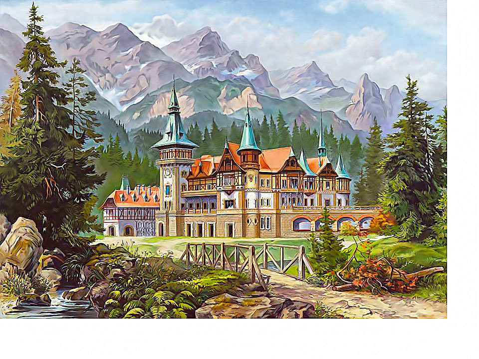 Замок в горах - природа, пейзаж, замок, горы - оригинал