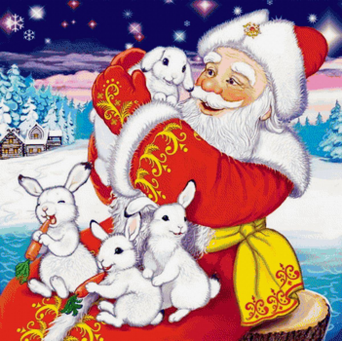 Новым годом год кролика. Новогодний заяц. Заяц дед Мороз. Сказочные помощники Деда Мороза.