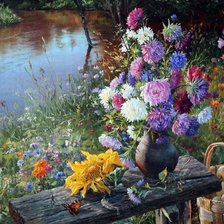 Схема вышивки «Букет у реки»