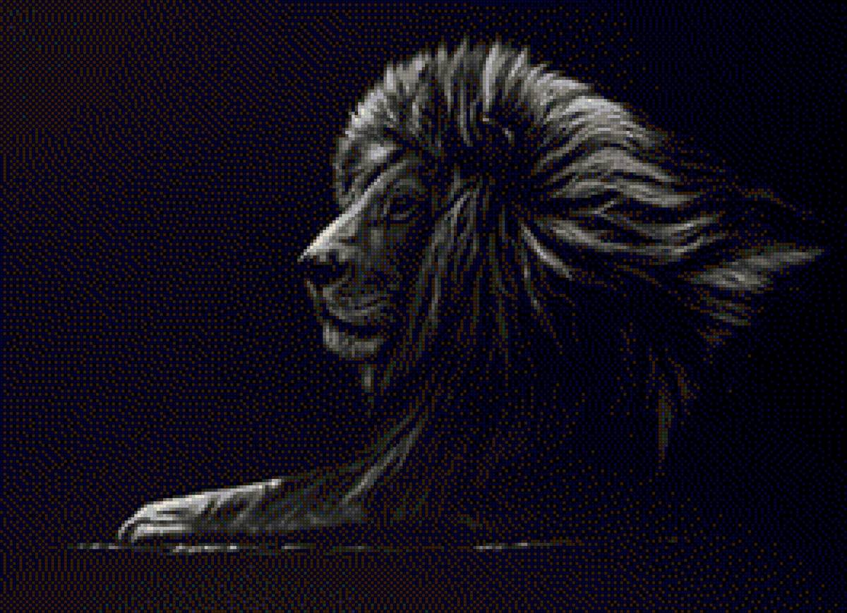 Лев - монохром - предпросмотр