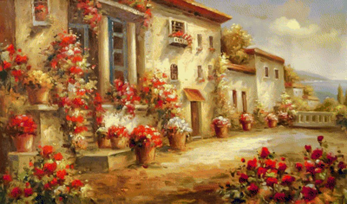 Italian Noon. - seascenes.flowers and gardens. - предпросмотр