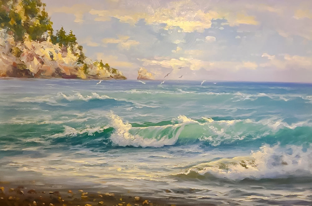 Morning Sea. - seascapes.birds. - оригинал