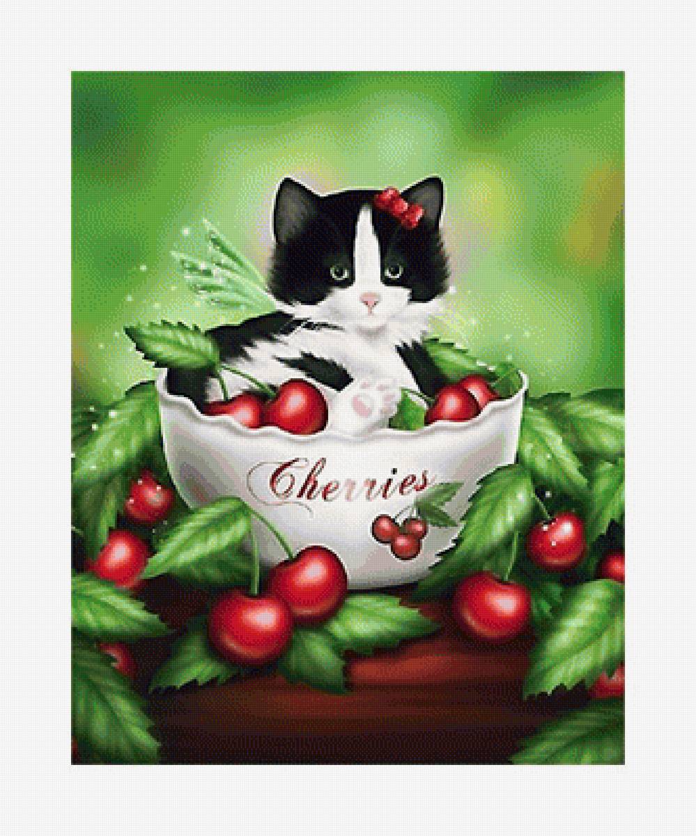 вишнёвый котёнок - вишня, котенок - предпросмотр