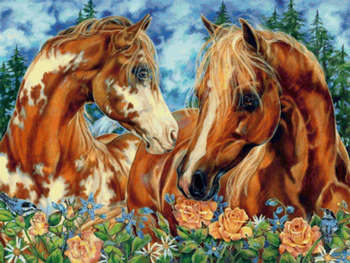 лошади - цветы, любовь, лошади - предпросмотр