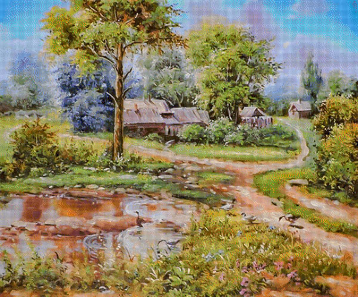 Country Morning. - ruslan smorodinov paintings.landscapes.scenarys.birds. - предпросмотр