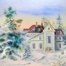 Схема вышивки «Зимний дом»