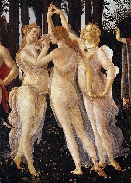 The Three Graces from Primavera - 1485 - 148, the three graces from primavera by sandro botticelli - оригинал