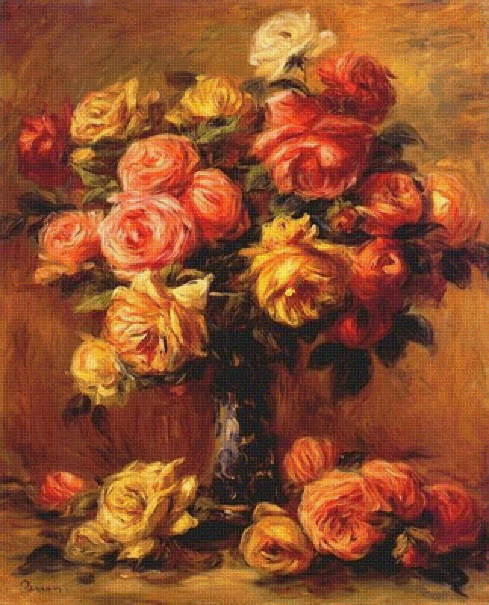 Roses in a Vase - 1910 - 1917, roses in a vase by pierre-auguste renoir - предпросмотр