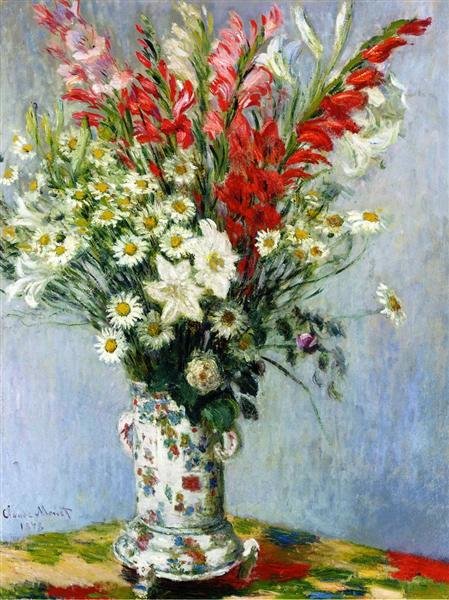 Bouquet of Gadiolas, Lilies and Dasies - lilies and dasies by claude monet, 1878, bouquet of gadiolas - оригинал