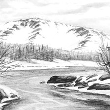 Схема вышивки «пейзаж карандашом»