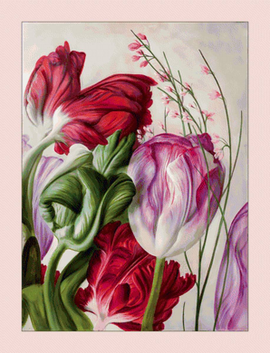 Тюльпаны. - цветы, живопись, букет, тюльпаны - предпросмотр
