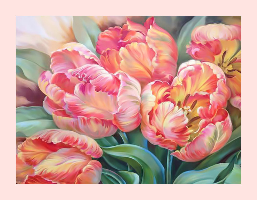 Тюльпаны. - цветы, живопись, тюльпаны, букет - оригинал